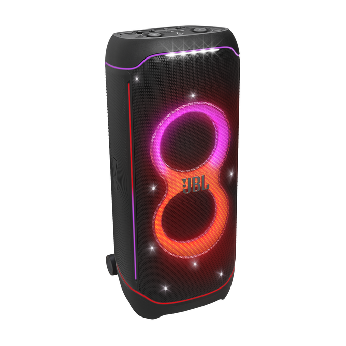 JBL PartyBox Ultimate  Altavoz de fiesta masivo con un sonido potente, un  espectáculo de luces multidimensional y un diseño resistente a salpicaduras.