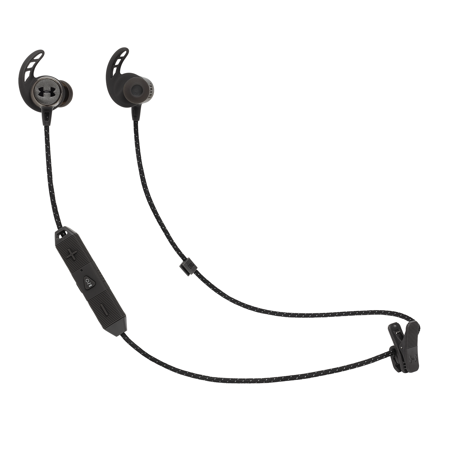 UA Sport Wireless REACT - Black - Secure-fitting wireless sport earphones with JBL technology and sound - Hero